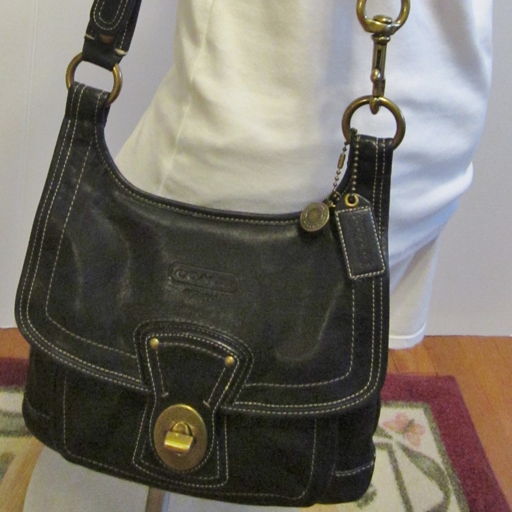 Coach Hippie 10325 Black Leather Cross Body MINT!
